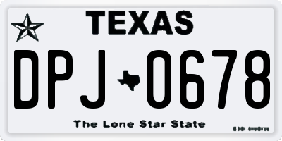 TX license plate DPJ0678