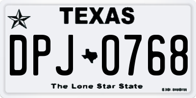 TX license plate DPJ0768