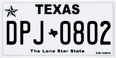 TX license plate DPJ0802