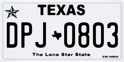 TX license plate DPJ0803