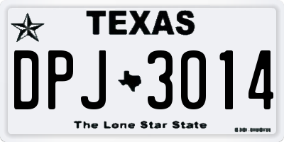TX license plate DPJ3014
