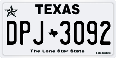 TX license plate DPJ3092