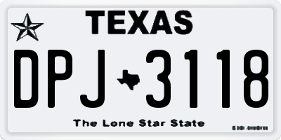 TX license plate DPJ3118