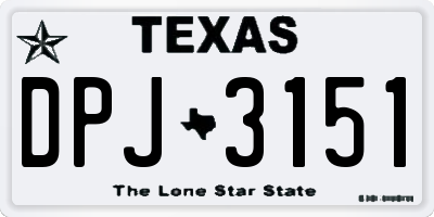 TX license plate DPJ3151