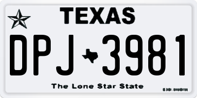 TX license plate DPJ3981