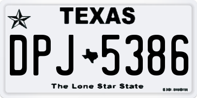 TX license plate DPJ5386