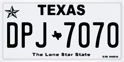 TX license plate DPJ7070