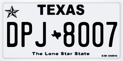 TX license plate DPJ8007