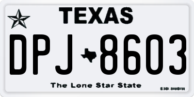 TX license plate DPJ8603