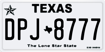 TX license plate DPJ8777