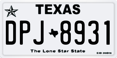 TX license plate DPJ8931