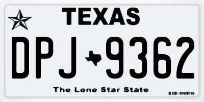 TX license plate DPJ9362