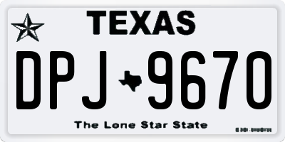 TX license plate DPJ9670