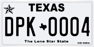 TX license plate DPK0004