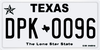 TX license plate DPK0096