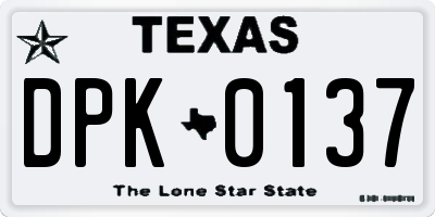 TX license plate DPK0137
