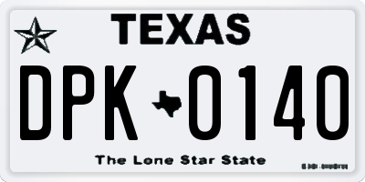 TX license plate DPK0140