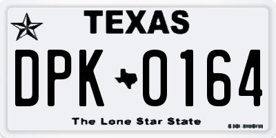 TX license plate DPK0164