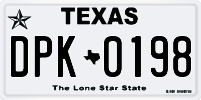 TX license plate DPK0198