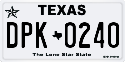 TX license plate DPK0240