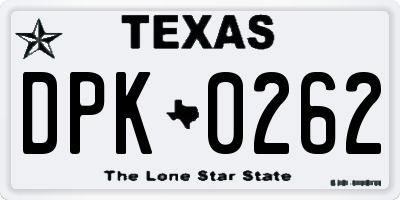 TX license plate DPK0262