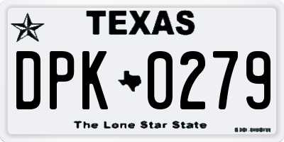 TX license plate DPK0279