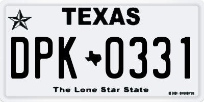 TX license plate DPK0331