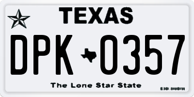 TX license plate DPK0357