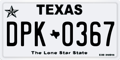 TX license plate DPK0367