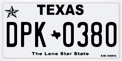 TX license plate DPK0380