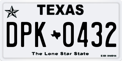 TX license plate DPK0432