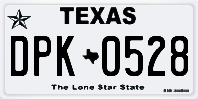 TX license plate DPK0528