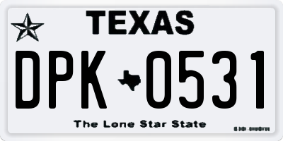 TX license plate DPK0531