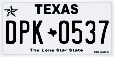 TX license plate DPK0537