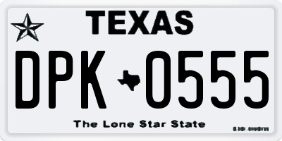 TX license plate DPK0555
