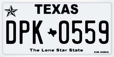 TX license plate DPK0559