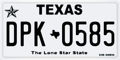 TX license plate DPK0585