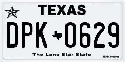 TX license plate DPK0629