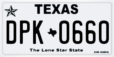 TX license plate DPK0660