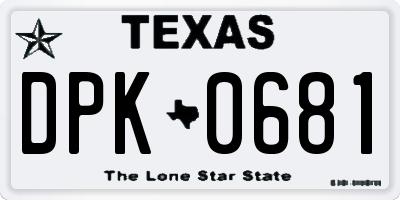 TX license plate DPK0681