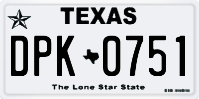 TX license plate DPK0751