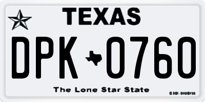 TX license plate DPK0760