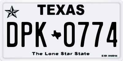 TX license plate DPK0774