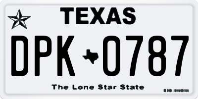 TX license plate DPK0787