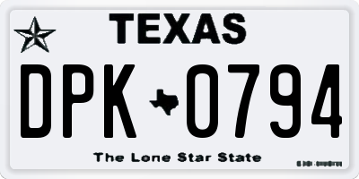 TX license plate DPK0794