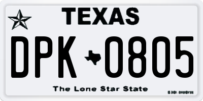 TX license plate DPK0805