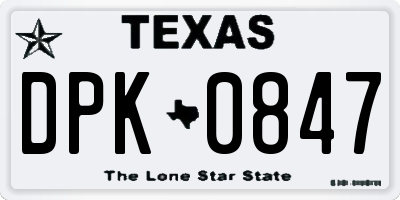 TX license plate DPK0847