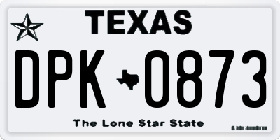 TX license plate DPK0873