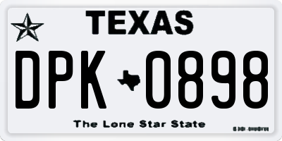 TX license plate DPK0898