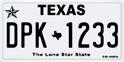 TX license plate DPK1233